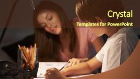  Presentation with sister - Colorful slide deck enhanced with home study - teenage sister helping younger brother backdrop and a tawny brown colored foreground