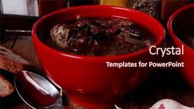  Presentation with beef meat soup - Cool new slides with home style beef meat soup backdrop and a  colored foreground