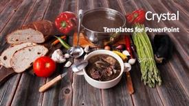  Presentation with beef meat soup - Slides having home style beef meat soup background and a  colored foreground