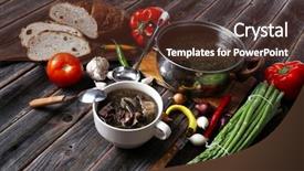  Presentation with beef meat soup - Slides having home style beef meat soup background and a  colored foreground