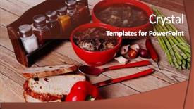  Presentation with beef meat soup - Audience pleasing theme consisting of home style beef meat soup backdrop and a  colored foreground