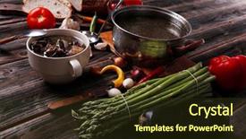 Presentation with beef meat soup - Cool new slides with home style beef meat soup backdrop and a  colored foreground