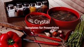  Presentation with beef meat soup - Theme enhanced with home style beef meat soup background and a  colored foreground