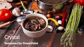  Presentation with beef meat soup - Amazing PPT layouts having home style beef meat soup backdrop and a tawny brown colored foreground