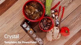  Presentation with beef meat soup - Colorful PPT theme enhanced with home style beef meat soup backdrop and a  colored foreground