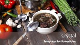  Presentation with beef meat soup - PPT theme consisting of home style beef meat soup background and a  colored foreground