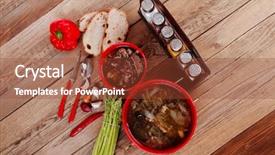 Presentation with beef meat soup - Colorful PPT theme enhanced with home style beef meat soup backdrop and a  colored foreground
