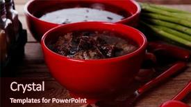  Presentation with beef meat soup - Presentation having home style beef meat soup background and a  colored foreground