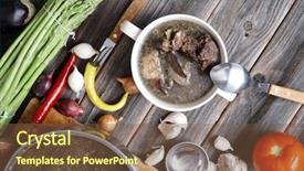  Presentation with beef meat soup - Colorful PPT layouts enhanced with home style beef meat soup backdrop and a tawny brown colored foreground