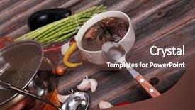  Presentation with beef meat soup - Presentation consisting of home style beef meat soup background and a  colored foreground