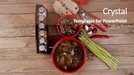  Presentation with beef meat soup - Audience pleasing theme consisting of home style beef meat soup backdrop and a  colored foreground