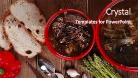  Presentation with beef meat soup - Colorful presentation theme enhanced with home style beef meat soup backdrop and a  colored foreground