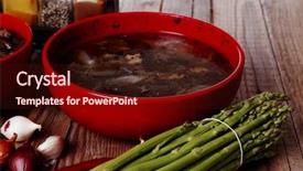  Presentation with beef meat soup - Colorful presentation enhanced with home style beef meat soup backdrop and a  colored foreground