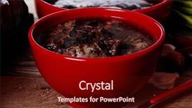  Presentation with beef meat soup - Colorful presentation theme enhanced with home style beef meat soup backdrop and a  colored foreground