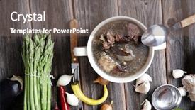  Presentation with beef meat soup - PPT theme enhanced with home style beef meat soup background and a  colored foreground