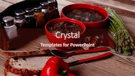  Presentation with beef meat soup - Beautiful presentation theme featuring home style beef meat soup backdrop and a  colored foreground