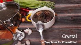  Presentation with beef meat soup - Presentation with home style beef meat soup background and a  colored foreground