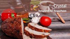  Presentation with beef meat soup - Presentation theme featuring home style beef meat soup background and a  colored foreground