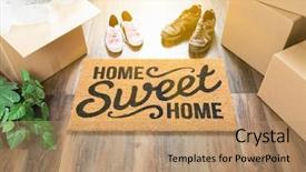  Presentation with welcome - Slide deck having home sweet home welcome mat background and a coral colored foreground