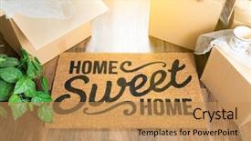  Presentation with welcome - Slide set featuring home sweet home welcome mat background and a coral colored foreground