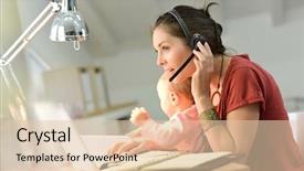  Presentation with busy - Amazing PPT layouts having home task - busy businesswoman working with baby backdrop and a lemonade colored foreground