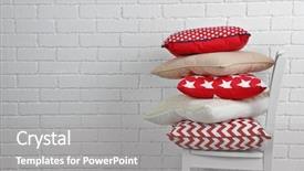  Presentation with white brick wall - Colorful PPT theme enhanced with chair on white brick backdrop and a gray colored foreground