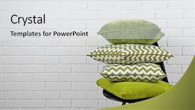  Presentation with white bricks - Slide set enhanced with home textile - colorful pillows on chair background and a white colored foreground