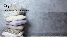  Presentation with design rustic wood wall texture - Slide deck enhanced with few pillows on grey wall background background and a light blue colored foreground