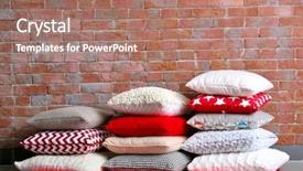  Presentation with brick - PPT theme consisting of multicoloured pillows on a brick background and a coral colored foreground