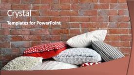  Presentation with brick wall - Beautiful PPT theme featuring multicoloured pillows on a brick wall background backdrop and a violet colored foreground