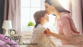  Presentation with child enjoy - Slide set featuring kiss on the bed background and a coral colored foreground