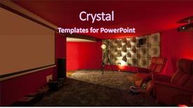  Presentation with film - Presentation theme featuring home theater - film private house red background and a wine colored foreground