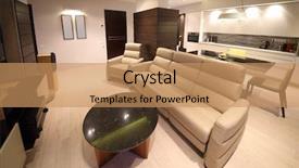  Presentation with recreation - Colorful slide set enhanced with home theater - interior of modern room backdrop and a coral colored foreground