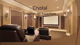  Presentation with theater - Colorful slides enhanced with home theater in luxury home backdrop and a coral colored foreground