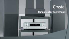  Presentation with theater - Slide deck consisting of home theater isolated on plain background and a gray colored foreground