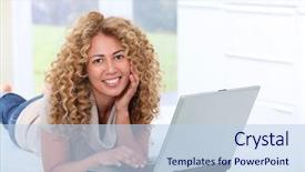  Presentation with entertainment - Beautiful PPT theme featuring home using laptop computer backdrop and a  colored foreground