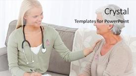  Presentation with breast cancer awareness - Cool new presentation theme with home visit - doctor talking with her patient backdrop and a sky blue colored foreground