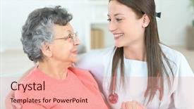  Presentation with patient centered home - Beautiful presentation featuring home visiting an old patient backdrop and a coral colored foreground