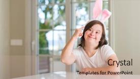  Presentation with down syndrom - Theme having home wearing easter rabbit ear background and a soft green colored foreground