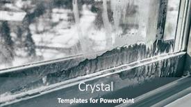  Presentation with winter - Beautiful presentation theme featuring home-window-frost-in-winter backdrop and a ocean colored foreground