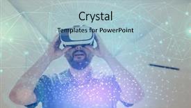  Presentation with artificial neural network - Presentation theme with home with futuristic neural network background and a light blue colored foreground