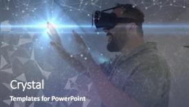  Presentation with home design - PPT theme with home with futuristic neural network background and a gray colored foreground