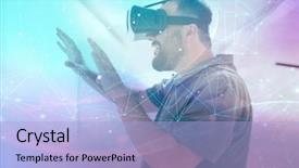  Presentation with artificial neural network - Audience pleasing PPT theme consisting of home with futuristic neural network backdrop and a light blue colored foreground