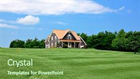  Presentation with luxury house - Colorful PPT layouts enhanced with home with landscaped front yard backdrop and a tawny brown colored foreground