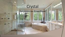  Presentation with glass construction - Presentation theme enhanced with home with large glass shower background and a light gray colored foreground
