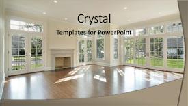  Presentation with new home - Theme enhanced with home with wall of windows background and a mint green colored foreground