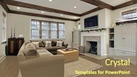  Presentation with luxury - PPT layouts featuring home with wood ceiling beam background and a coral colored foreground