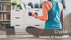  Presentation with mental health - Presentation theme having home-workout-concept-woman background and a gray colored foreground