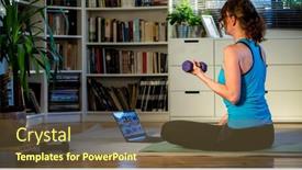  Presentation with mental health - Audience pleasing PPT theme consisting of home-workout-concept-woman backdrop and a tawny brown colored foreground