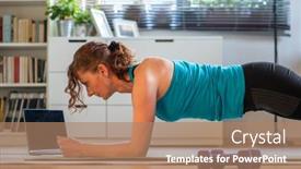  Presentation with mental health - Slide deck with home-workout-concept-woman background and a coral colored foreground